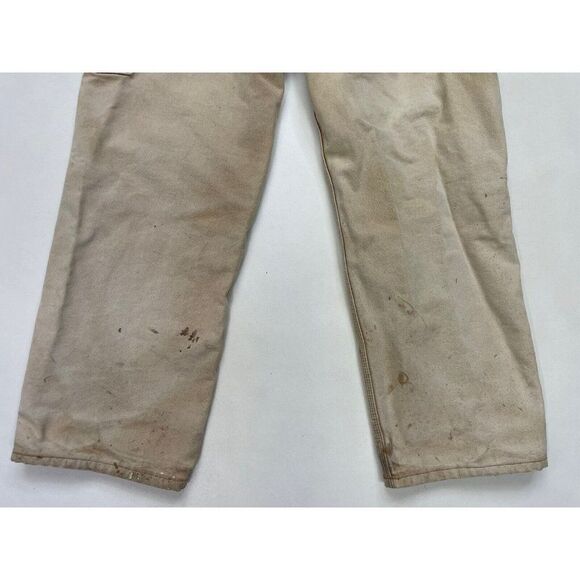 VINTAGE Carhartt Duck Canvas Carpenter Pants Men 32 X 28 Beige Tag Size 34 x 30 - Picture 6 of 10